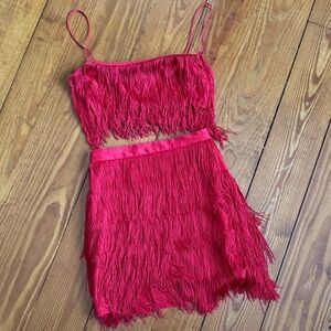 Red Fringe Two-Piece Set